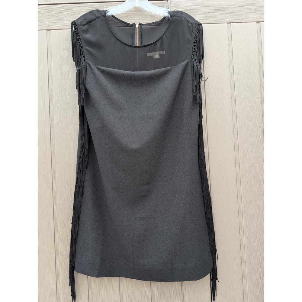 Cooper And Ella Fringe Sleeveless Small Black Lined Dress
